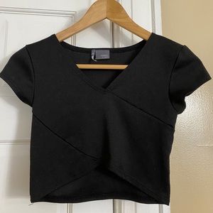 Black asymmetrical crop top